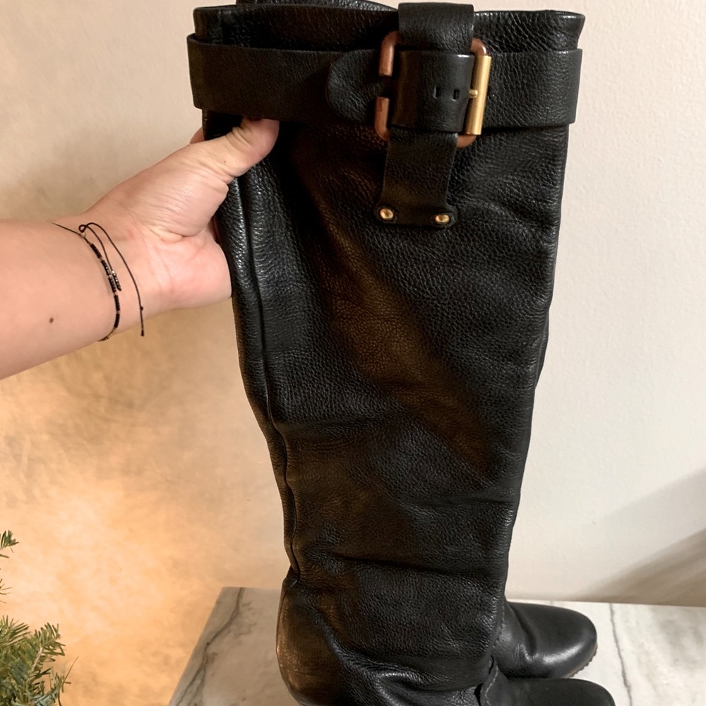 ⚜️Chloe Black Leather Wedge Boots⚜️
